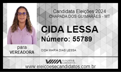 Candidato CIDA LESSA 2024 - CHAPADA DOS GUIMARÃES - Eleições