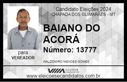 Candidato BAIANO DO ACORÁ 2024 - CHAPADA DOS GUIMARÃES - Eleições