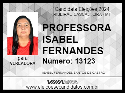 Candidato PROFESSORA ISABEL FERNANDES 2024 - RIBEIRÃO CASCALHEIRA - Eleições