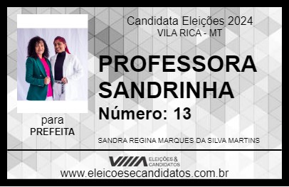 Candidato PROFESSORA SANDRINHA 2024 - VILA RICA - Eleições