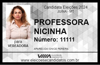 Candidato PROFESSORA NICINHA 2024 - JUÍNA - Eleições