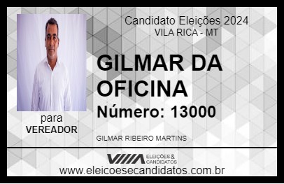 Candidato GILMAR DA OFICINA 2024 - VILA RICA - Eleições