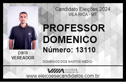 Candidato PROFESSOR DOMENICO 2024 - VILA RICA - Eleições