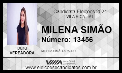 Candidato MILENA SIMÃO 2024 - VILA RICA - Eleições