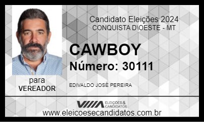 Candidato CAWBOY 2024 - CONQUISTA D\OESTE - Eleições