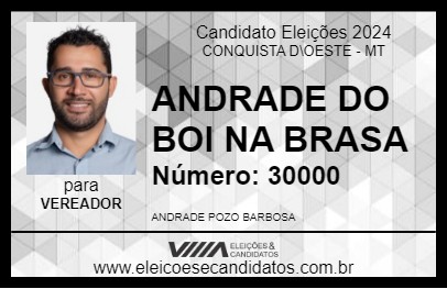 Candidato ANDRADE DO BOI NA BRASA 2024 - CONQUISTA D\OESTE - Eleições