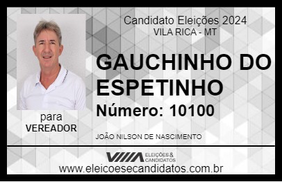 Candidato GAUCHINHO DO ESPETINHO 2024 - VILA RICA - Eleições