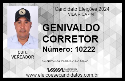 Candidato GENIVALDO CORRETOR 2024 - VILA RICA - Eleições