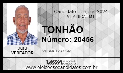 Candidato TONHÃO 2024 - VILA RICA - Eleições