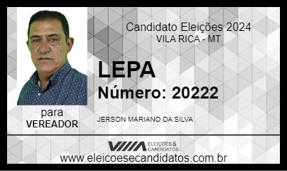 Candidato LEPA 2024 - VILA RICA - Eleições