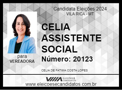 Candidato CELIA ASSISTENTE SOCIAL 2024 - VILA RICA - Eleições