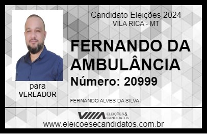 Candidato FERNANDO DA AMBULÂNCIA 2024 - VILA RICA - Eleições