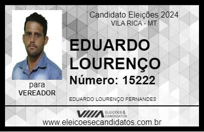 Candidato EDUARDO LOURENÇO 2024 - VILA RICA - Eleições