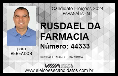 Candidato RUSDAEL DA FARMACIA 2024 - PARANAÍTA - Eleições