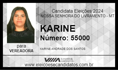 Candidato KARINE 2024 - NOSSA SENHORA DO LIVRAMENTO - Eleições