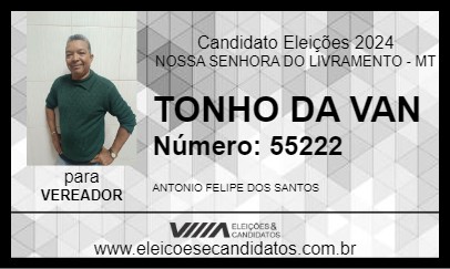 Candidato TONHO DA  VAN 2024 - NOSSA SENHORA DO LIVRAMENTO - Eleições