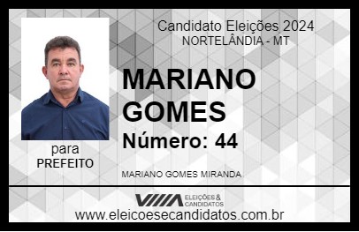 Candidato MARIANO GOMES 2024 - NORTELÂNDIA - Eleições