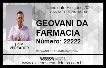 Candidato GEOVANI DA FARMACIA 2024 - SANTA TEREZINHA - Eleições