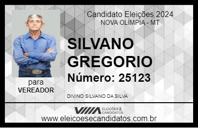 Candidato SILVANO GREGORIO 2024 - NOVA OLÍMPIA - Eleições