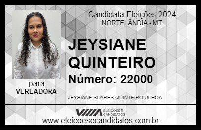 Candidato JEYSIANE QUINTEIRO 2024 - NORTELÂNDIA - Eleições