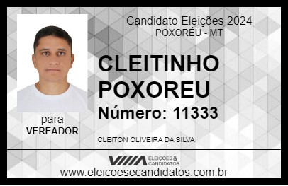 Candidato CLEITINHO POXOREU 2024 - POXORÉU - Eleições