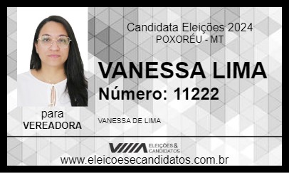 Candidato VANESSA LIMA 2024 - POXORÉU - Eleições