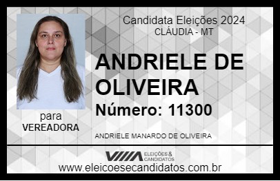 Candidato ANDRIELE DE OLIVEIRA 2024 - CLÁUDIA - Eleições