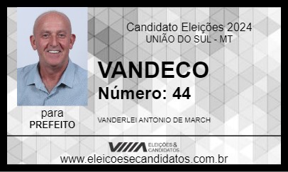 Candidato VANDECO 2024 - UNIÃO DO SUL - Eleições