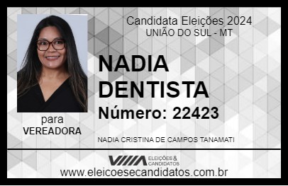 Candidato NADIA DENTISTA 2024 - UNIÃO DO SUL - Eleições