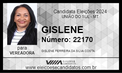 Candidato GISLENE 2024 - UNIÃO DO SUL - Eleições