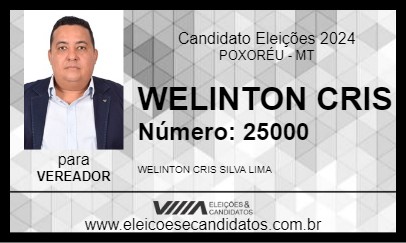 Candidato WELINTON CRIS 2024 - POXORÉU - Eleições