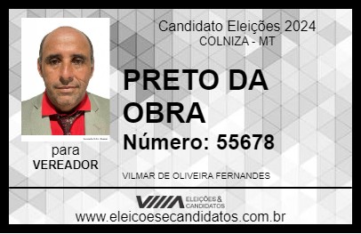 Candidato PRETO DA OBRA 2024 - COLNIZA - Eleições