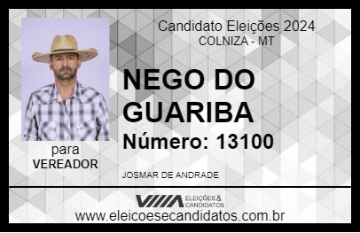 Candidato NEGO DO GUARIBA 2024 - COLNIZA - Eleições