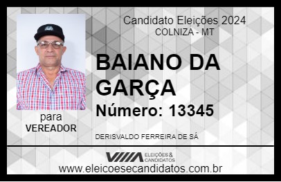 Candidato BAIANO DA GARÇA 2024 - COLNIZA - Eleições