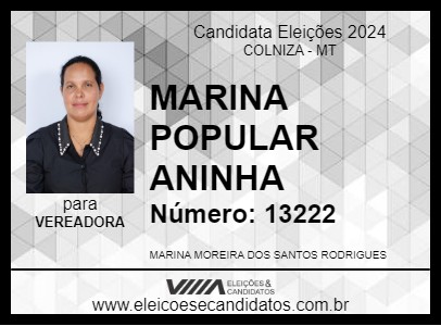 Candidato MARINA POPULAR ANINHA 2024 - COLNIZA - Eleições