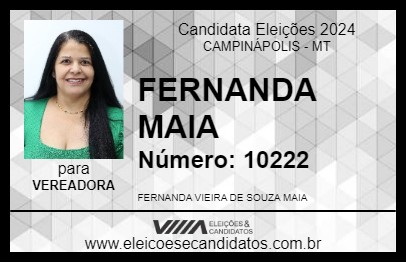 Candidato FERNANDA MAIA 2024 - CAMPINÁPOLIS - Eleições