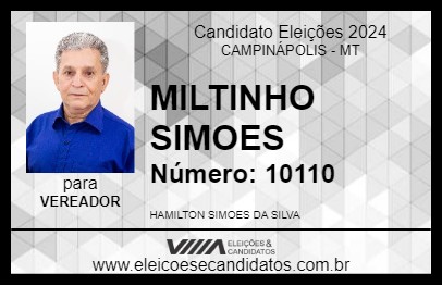 Candidato MILTINHO SIMOES 2024 - CAMPINÁPOLIS - Eleições