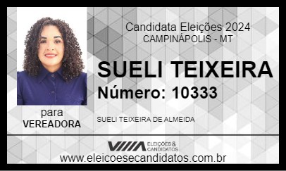 Candidato SUELI TEIXEIRA 2024 - CAMPINÁPOLIS - Eleições