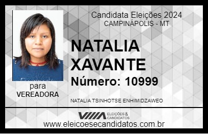 Candidato NATALIA XAVANTE 2024 - CAMPINÁPOLIS - Eleições