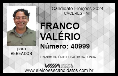 Candidato FRANCO VALÉRIO 2024 - CÁCERES - Eleições