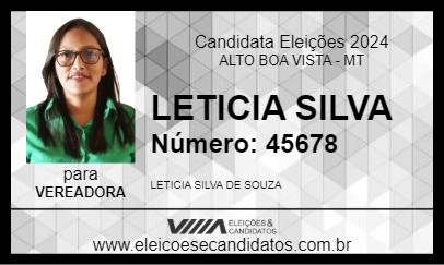 Candidato LETICIA SILVA 2024 - ALTO BOA VISTA - Eleições