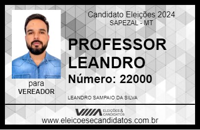 Candidato PROFESSOR LEANDRO 2024 - SAPEZAL - Eleições