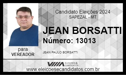 Candidato JEAN BORSATTI 2024 - SAPEZAL - Eleições