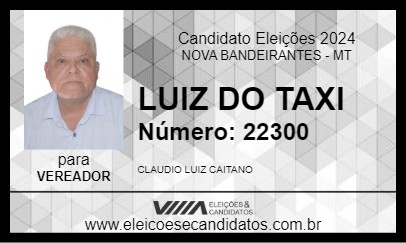 Candidato LUIZ DO TAXI 2024 - NOVA BANDEIRANTES - Eleições