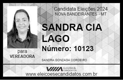 Candidato SANDRA CIA LAGO 2024 - NOVA BANDEIRANTES - Eleições