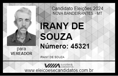 Candidato IRANY DE SOUZA 2024 - NOVA BANDEIRANTES - Eleições