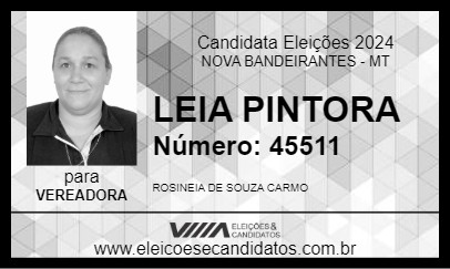 Candidato LEIA PINTORA 2024 - NOVA BANDEIRANTES - Eleições