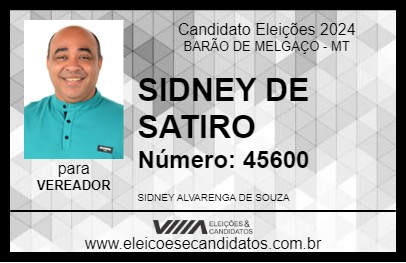 Candidato SIDNEY DE SATIRO 2024 - BARÃO DE MELGAÇO - Eleições