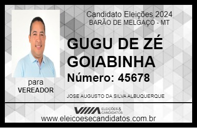 Candidato GUGU DE ZÉ GOIABINHA 2024 - BARÃO DE MELGAÇO - Eleições