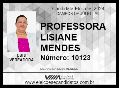 Candidato PROFESSORA LISIANE MENDES 2024 - CAMPOS DE JÚLIO - Eleições